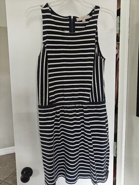 LOFT Navy & White Striped Sleeveless Mini Dress